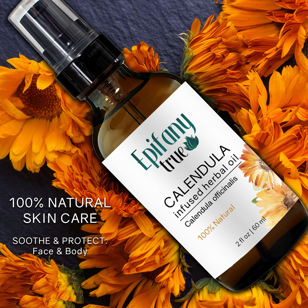 Epifany True 100% Natural Calendula Oil 2oz soothe and protect face and body.