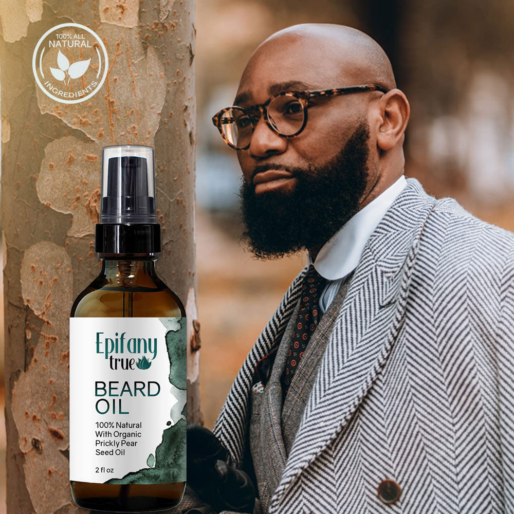 Epifany True Natural Beard Oil 2oz with Prickly Pear Seed Oil for all beard and skin types