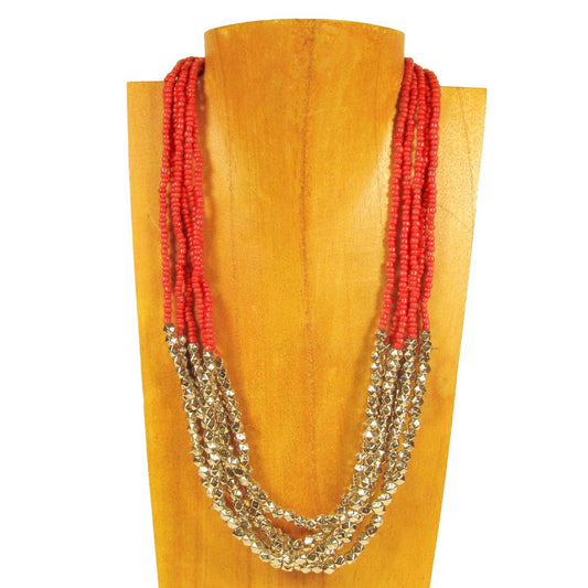 20 inch Beaded Multi Strand Red Roxie Handmade Necklace