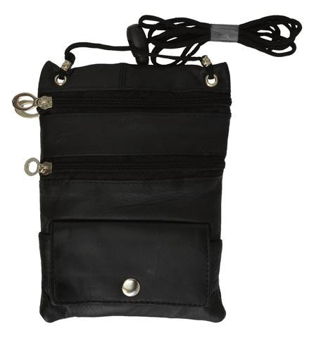7 Inch Leather Crossbody Bag in Black