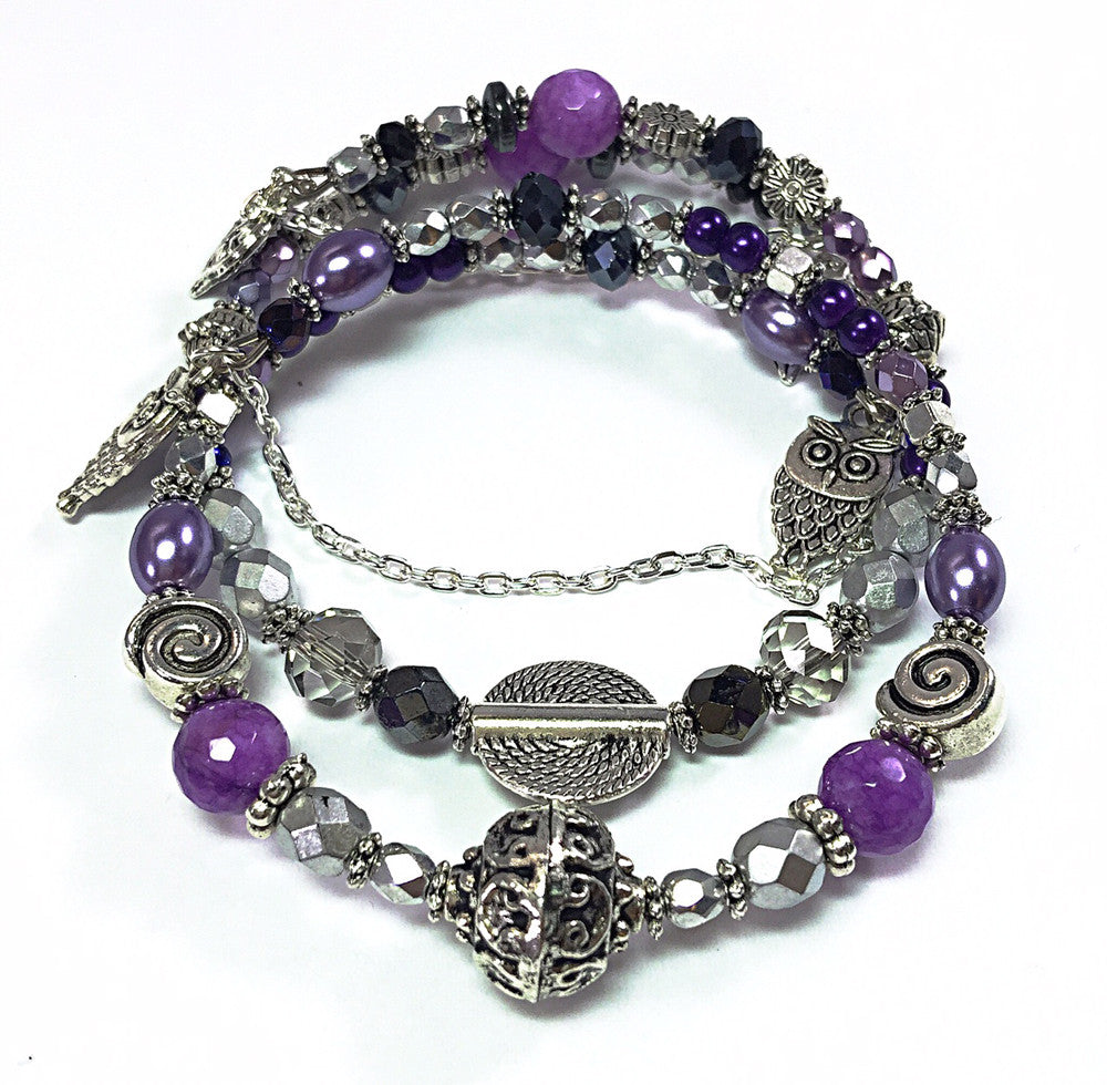 Purple and Silver Bracelet Pair Bracelet