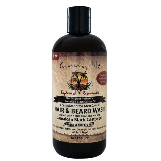 Sunny Isle Jamaican Black Castor Oil 2-N-1 Hair & Beard Wash Formulated Just for Men 12oz