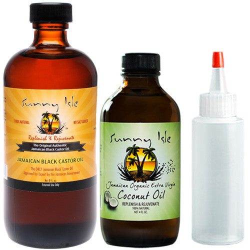 Sunny Isle Jamaican Black Castor Oil 8oz and Organic Coconut Oil 4oz Combo