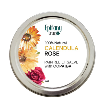 Epifany True 100% Natural Calendula & Rose Pain Relief Salve with Copaiba 2oz